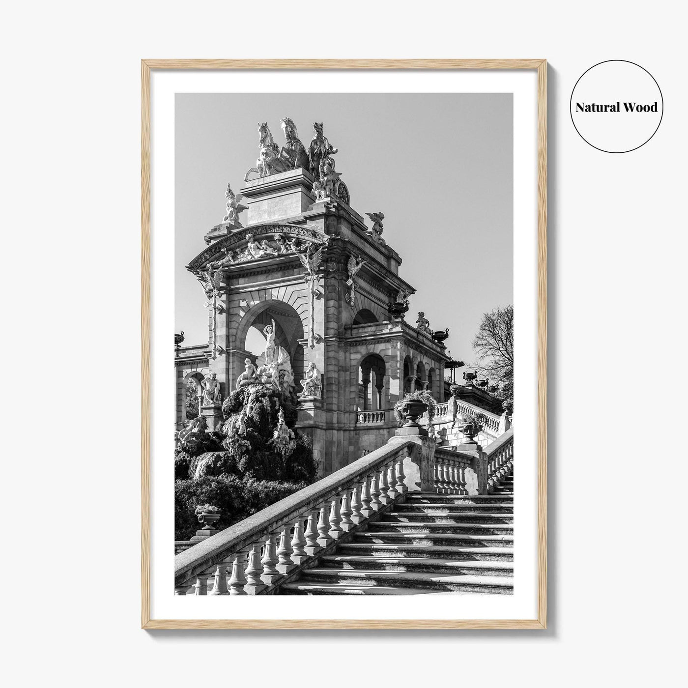Barcelona Black and White Fine Art Photo Print, Ciutadella Park Cascada, Spain Wall Poster