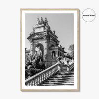 Barcelona Black and White Fine Art Photo Print, Ciutadella Park Cascada, Spain Wall Poster