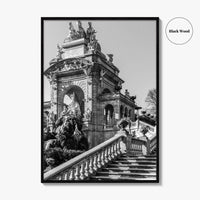 Barcelona Black and White Fine Art Photo Print, Ciutadella Park Cascada, Spain Wall Poster