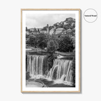 Jajce Black and White Fine Art Photo Print, Bosnia and Herzegovina, Pliva Waterfall