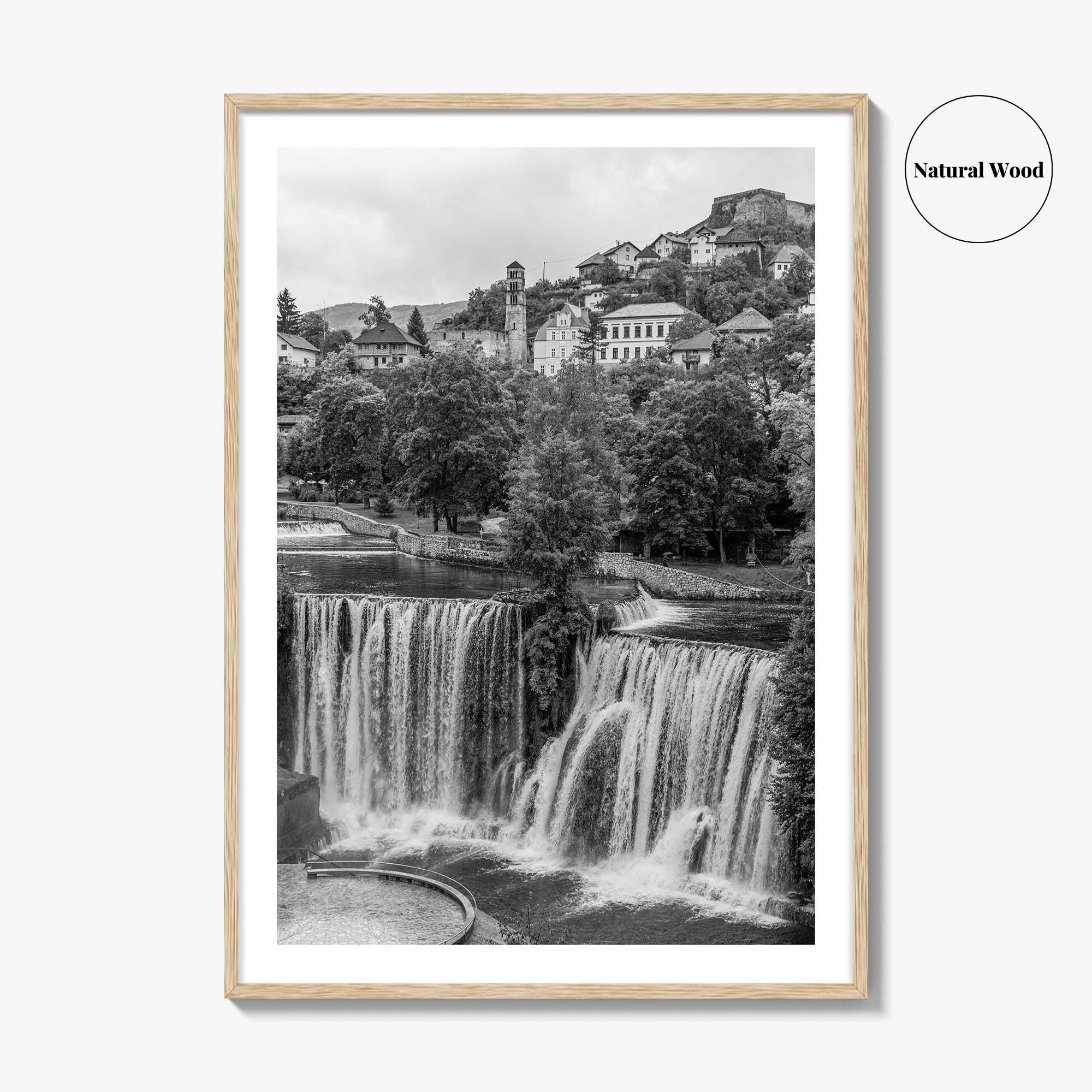 Jajce Black and White Fine Art Photo Print, Bosnia and Herzegovina, Pliva Waterfall