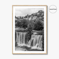 Jajce Black and White Fine Art Photo Print, Bosnia and Herzegovina, Pliva Waterfall