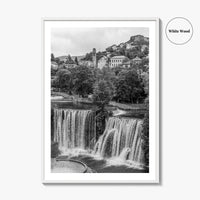 Jajce Black and White Fine Art Photo Print, Bosnia and Herzegovina, Pliva Waterfall