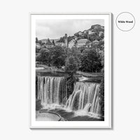 Jajce Black and White Fine Art Photo Print, Bosnia and Herzegovina, Pliva Waterfall