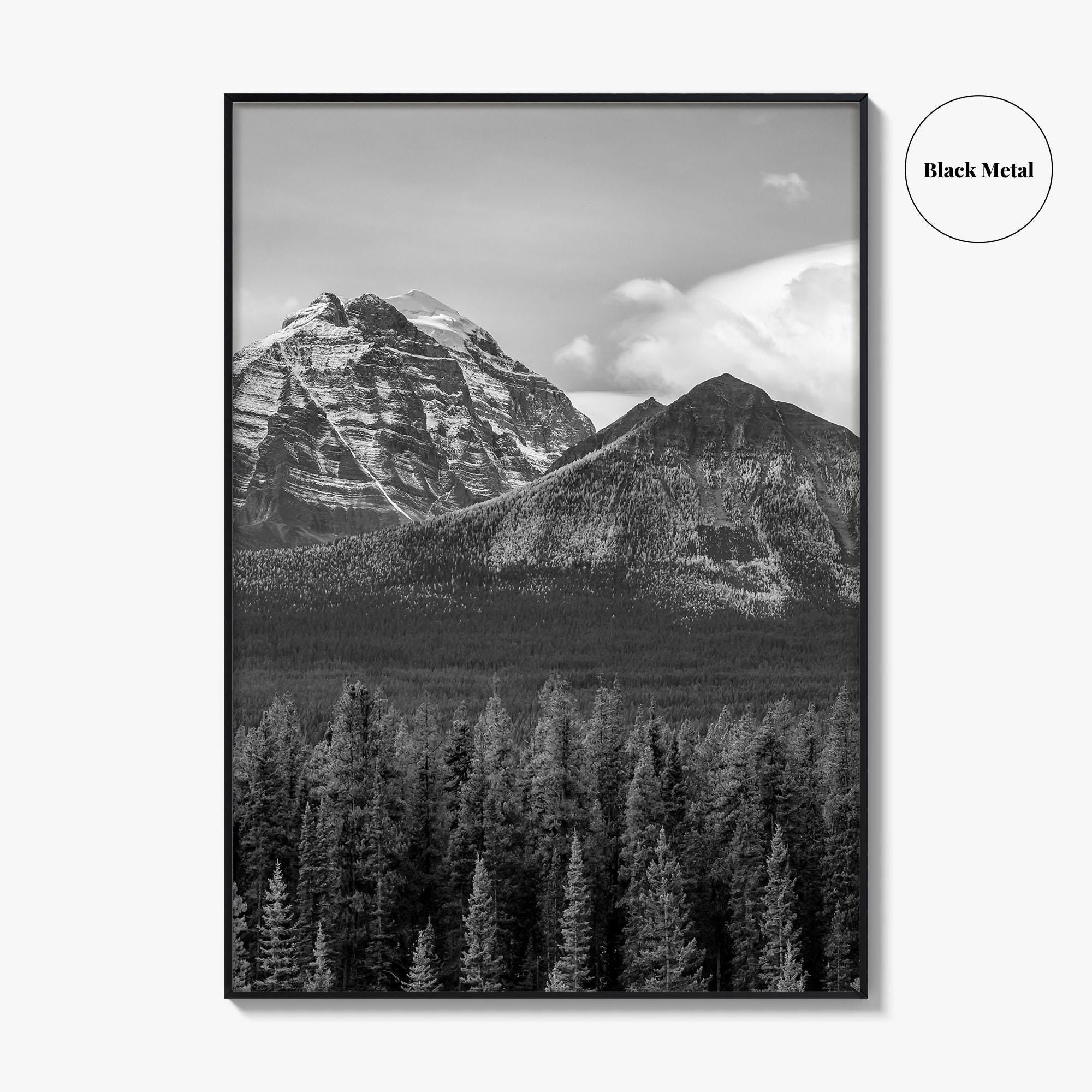 Lake Louise Black White Fine Art Photo Print, Banff National Park Poster