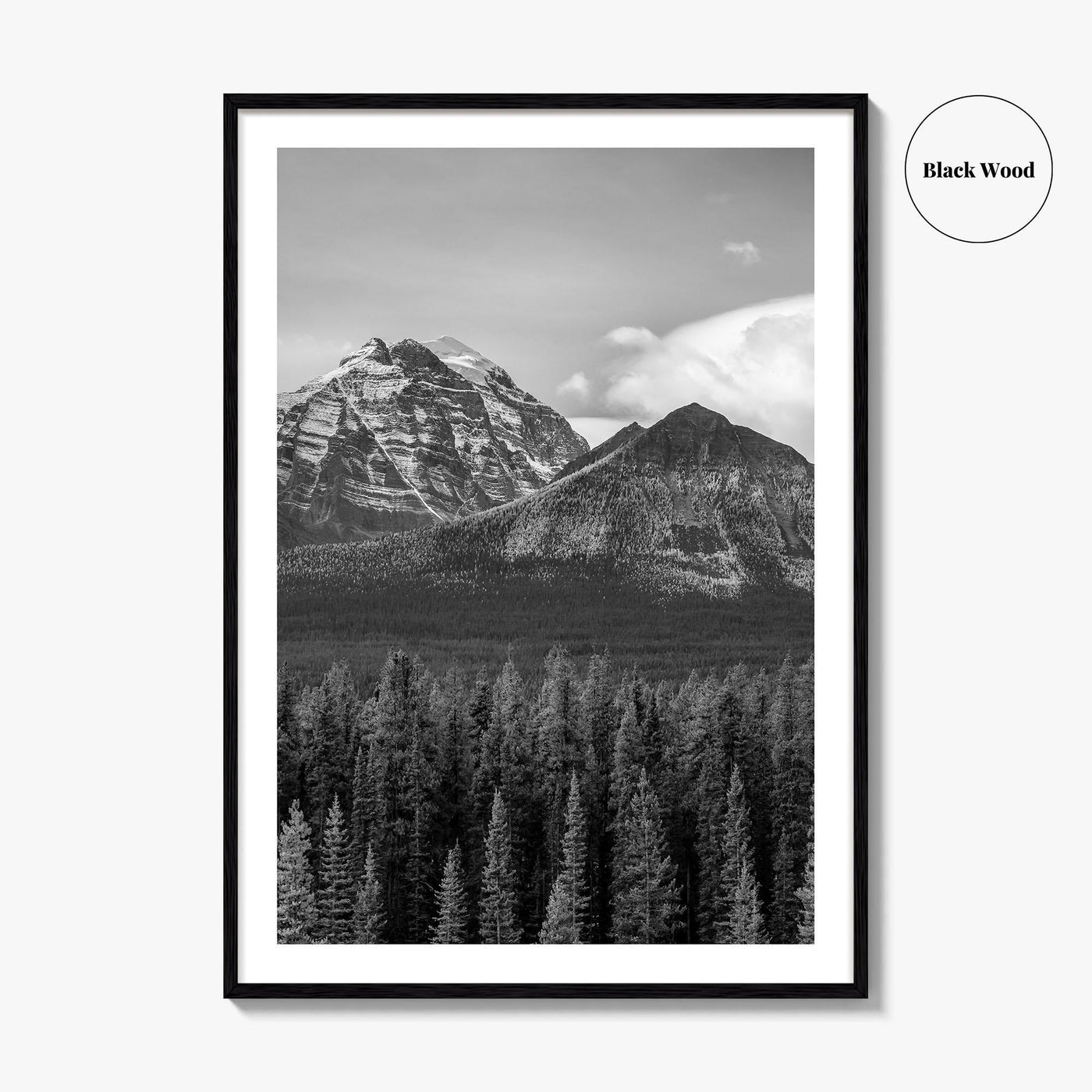 Lake Louise Black White Fine Art Photo Print, Banff National Park Poster