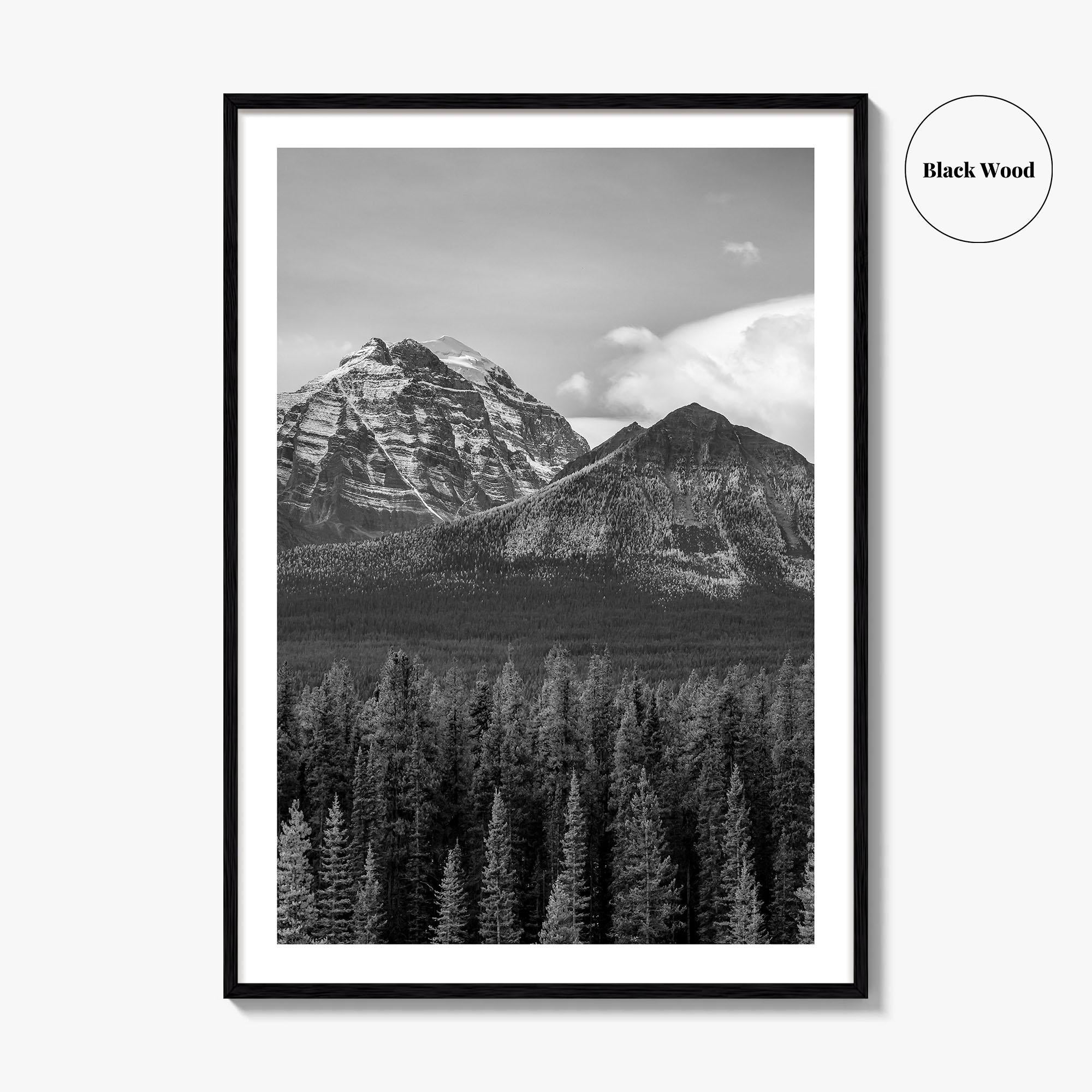 Lake Louise Black White Fine Art Photo Print, Banff National Park Poster