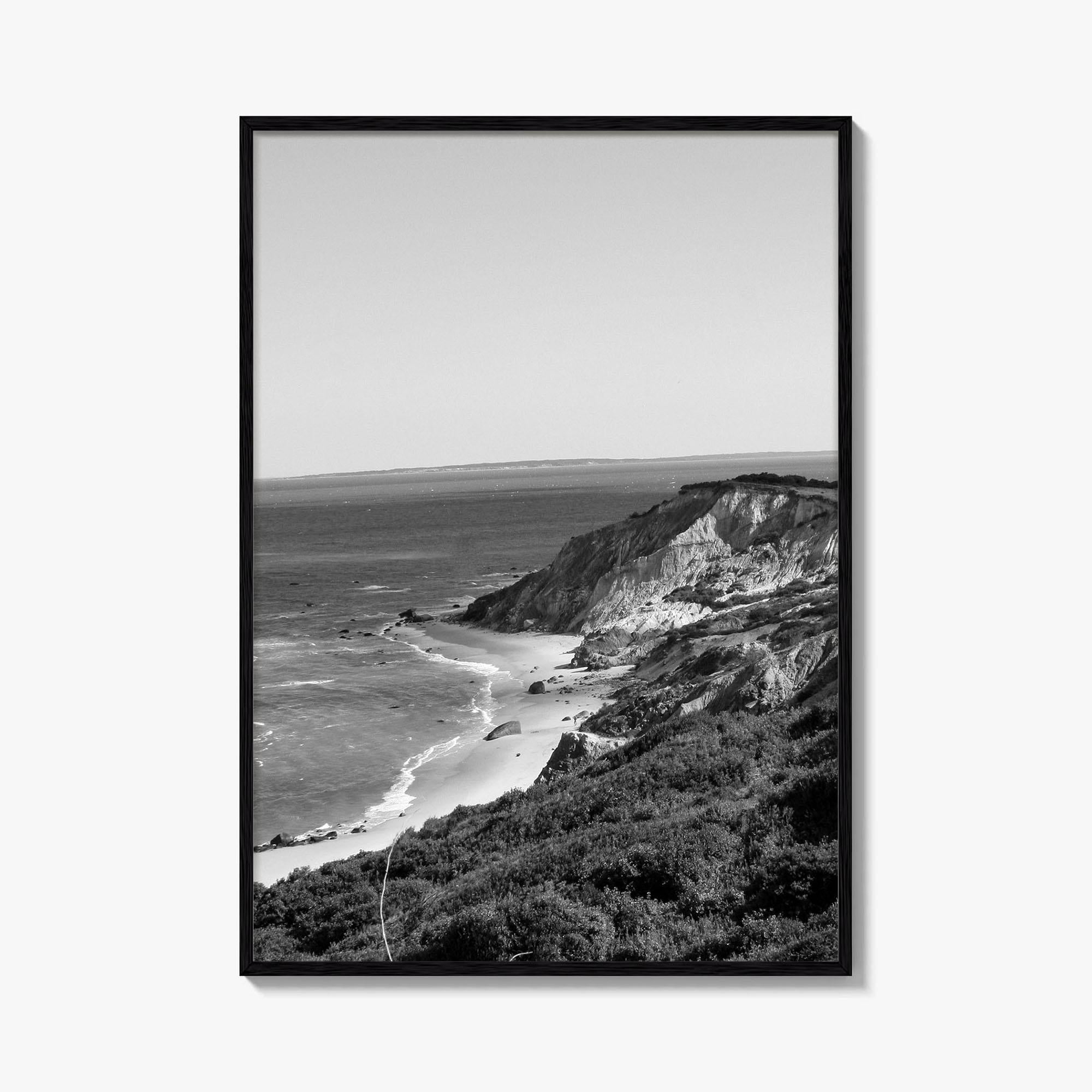 Martha's Vineyard Black and White Fine Art Photo Print, Aquinnah Cliffs Massachusetts Poster
