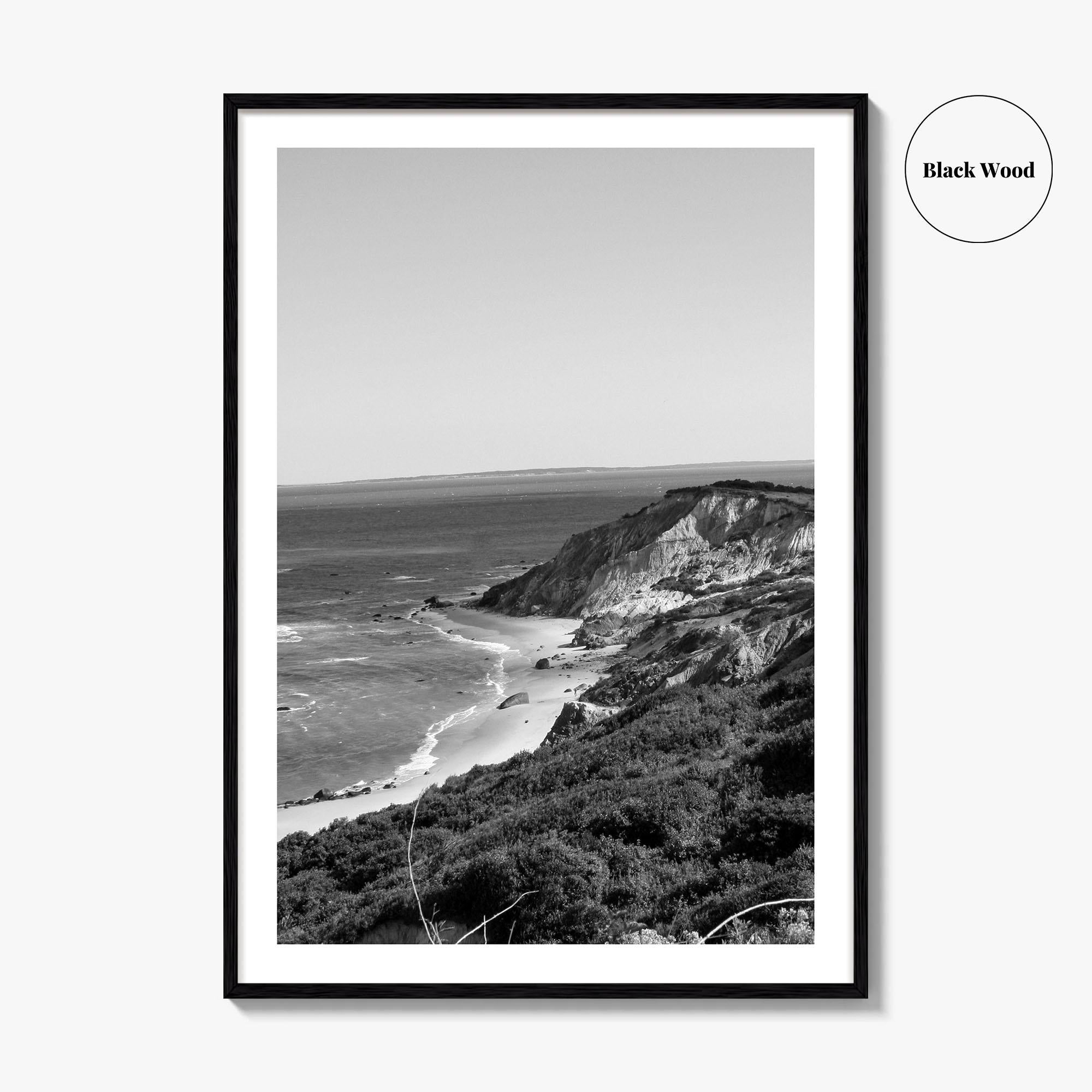 Martha's Vineyard Black and White Fine Art Photo Print, Aquinnah Cliffs Massachusetts Poster