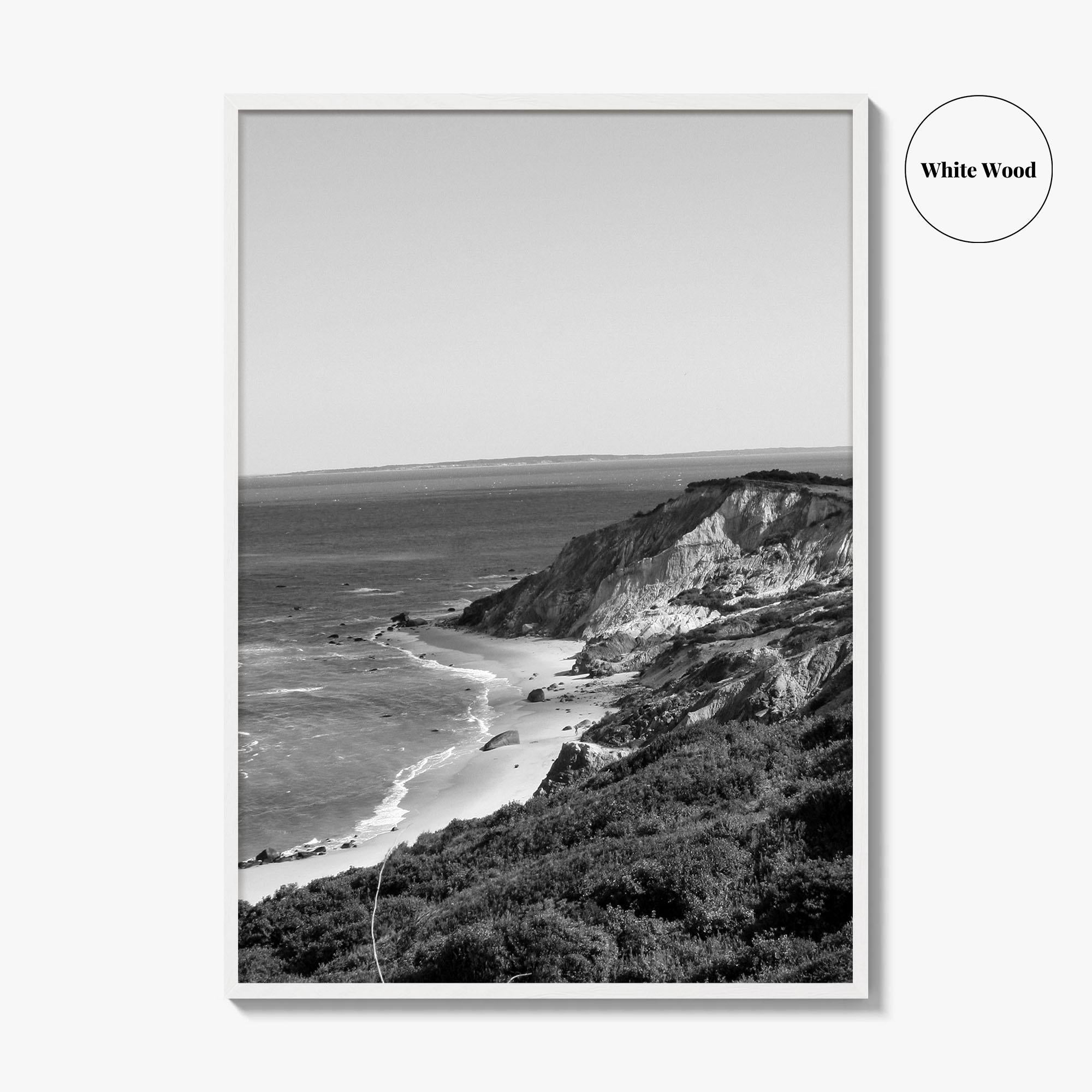 Martha's Vineyard Black and White Fine Art Photo Print, Aquinnah Cliffs Massachusetts Poster
