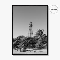 Sanibel Island Black and White Fine Art Photo Print, Lighthouse, Florida, USA, Poster
