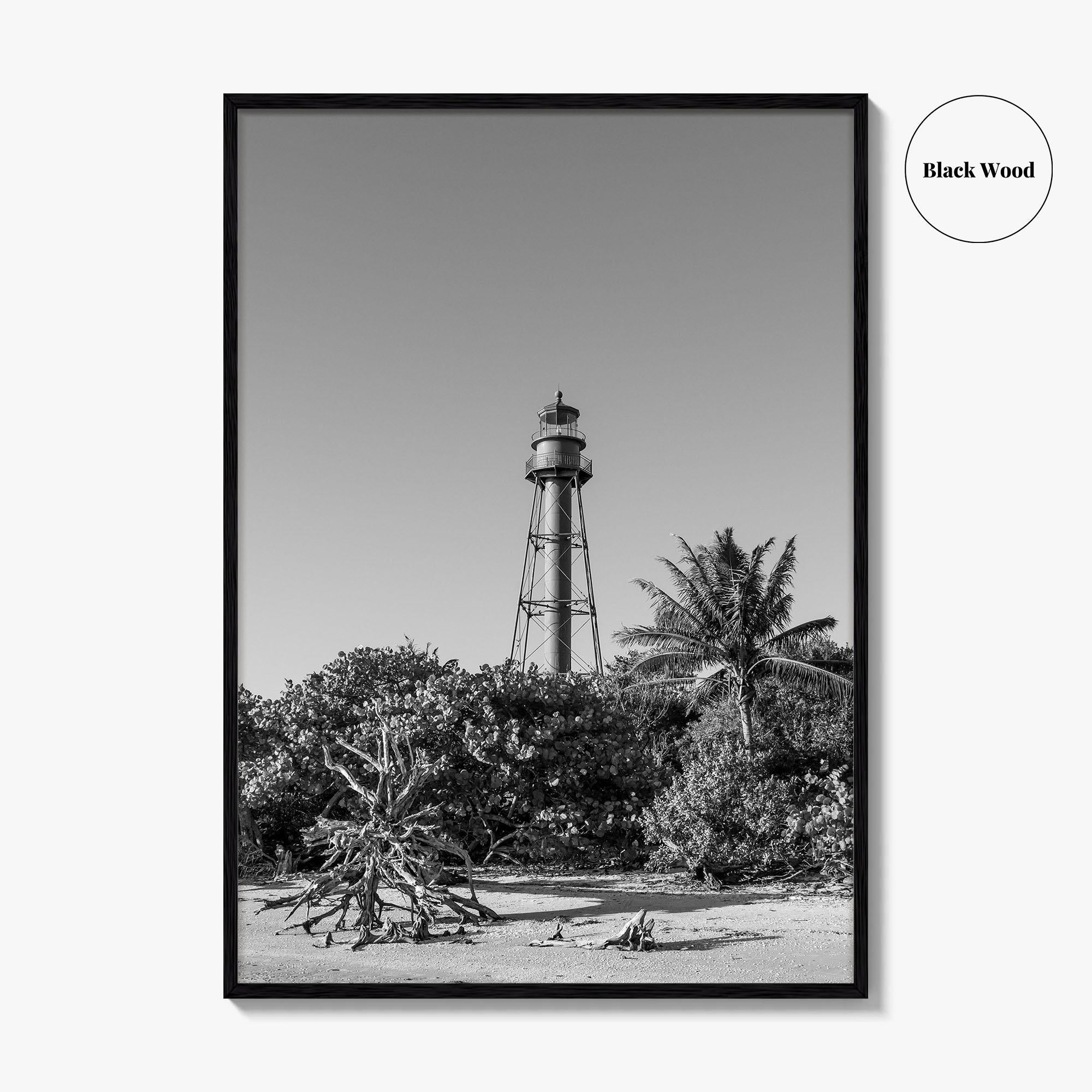 Sanibel Island Black and White Fine Art Photo Print, Lighthouse, Florida, USA, Poster