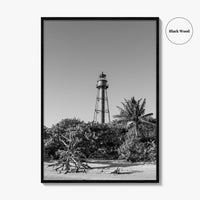 Sanibel Island Black and White Fine Art Photo Print, Lighthouse, Florida, USA, Poster