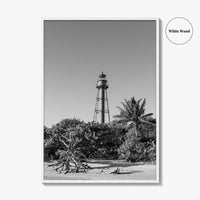 Sanibel Island Black and White Fine Art Photo Print, Lighthouse, Florida, USA, Poster
