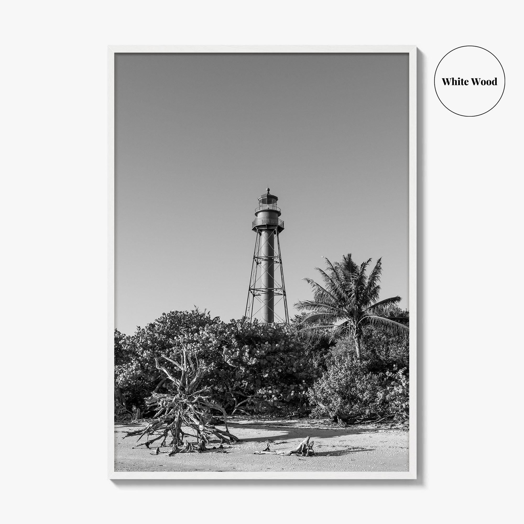 Sanibel Island Black and White Fine Art Photo Print, Lighthouse, Florida, USA, Poster
