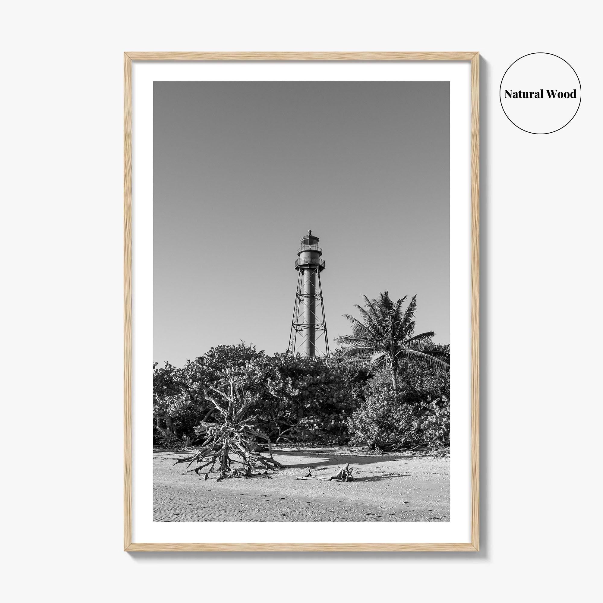 Sanibel Island Black and White Fine Art Photo Print, Lighthouse, Florida, USA, Poster
