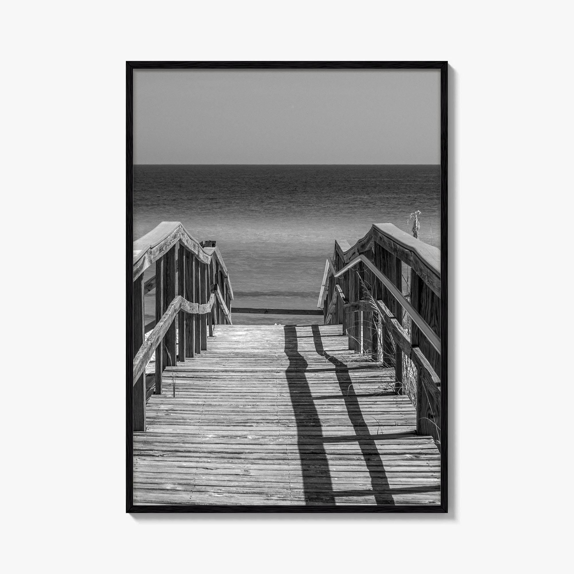 Pensacola Beach Black and White Fine Art Photo Print, Boardwalk Florida Poster
