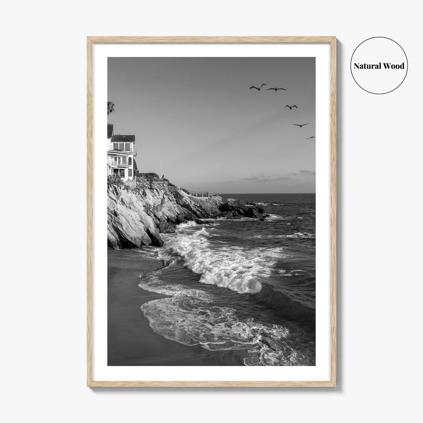 Southern California Black and White Fine Art Photo Print, Coastline Poster
