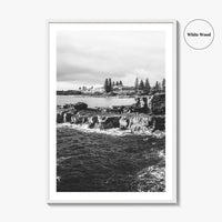 Yamba Black and White Fine Art Photo Print, Clarence Head Turners Beach NSW Poster