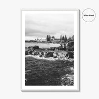 Yamba Black and White Fine Art Photo Print, Clarence Head Turners Beach NSW Poster