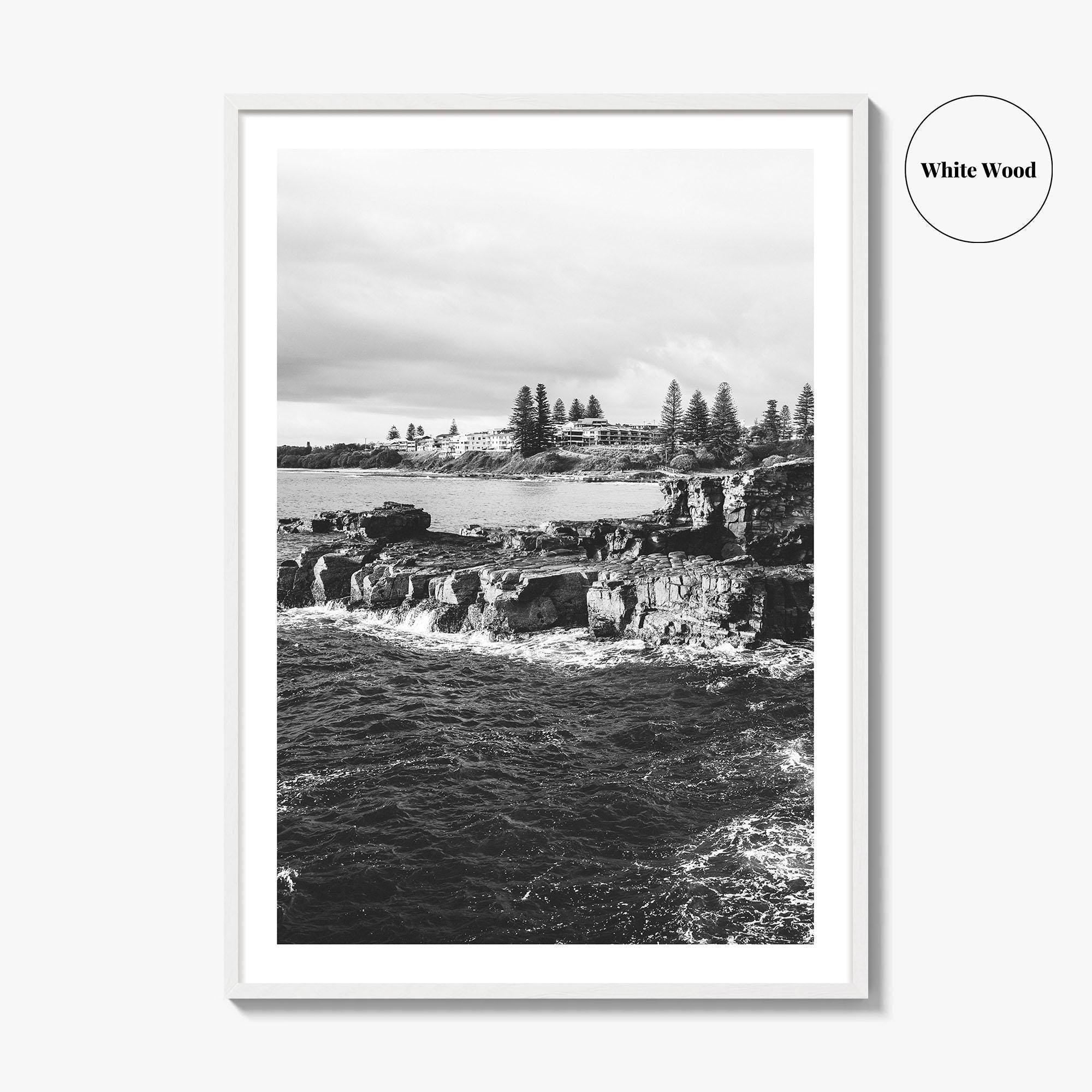 Yamba Black and White Fine Art Photo Print, Clarence Head Turners Beach NSW Poster
