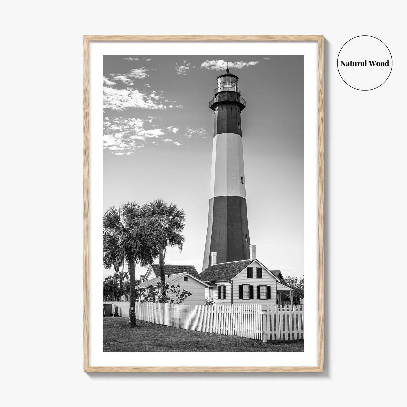Tybee Island Black and White Fine Art Photo Print, Lighthouse, Georgia, USA Wall Poster