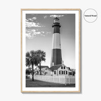 Tybee Island Black and White Fine Art Photo Print, Lighthouse, Georgia, USA Wall Poster