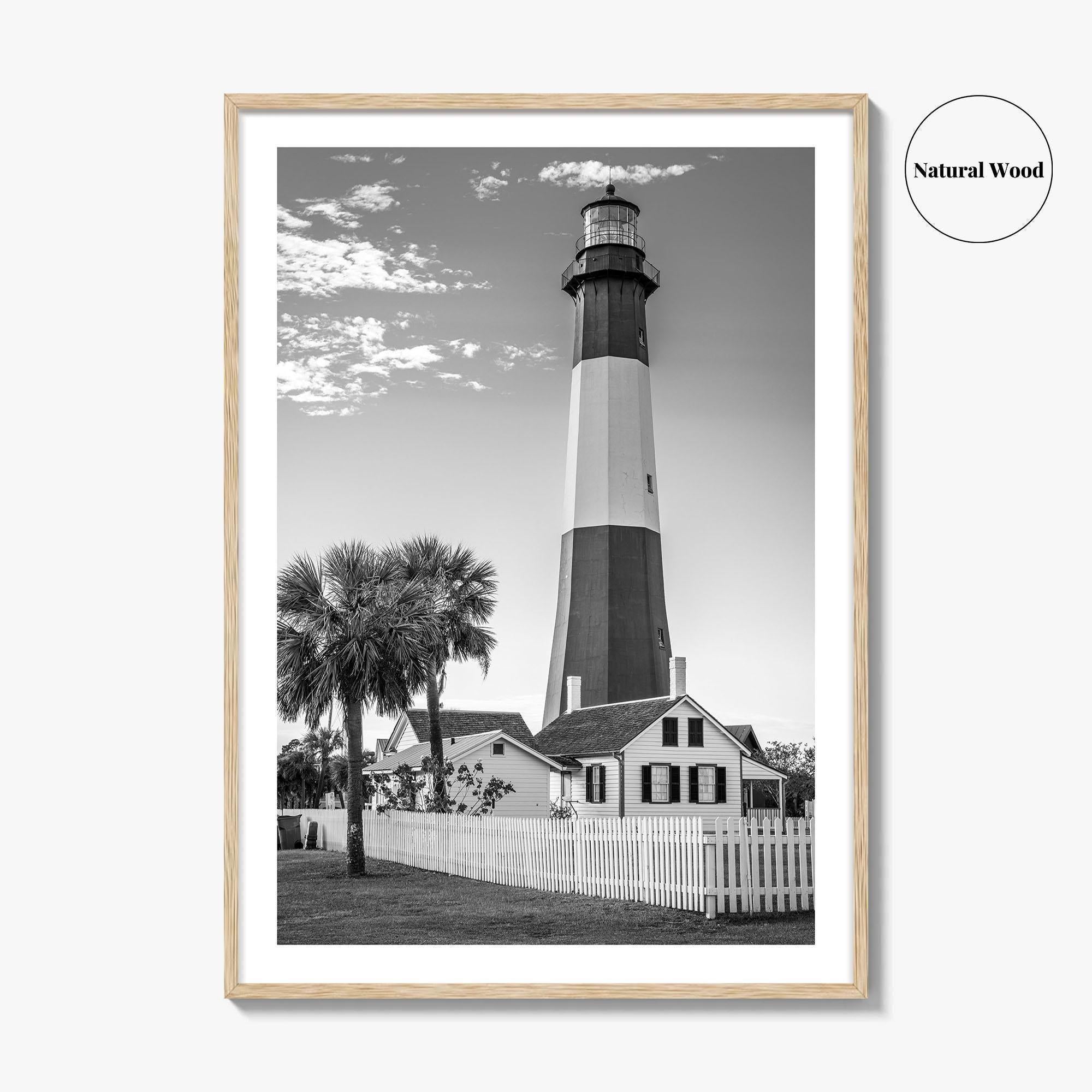 Tybee Island Black and White Fine Art Photo Print, Lighthouse, Georgia, USA Wall Poster