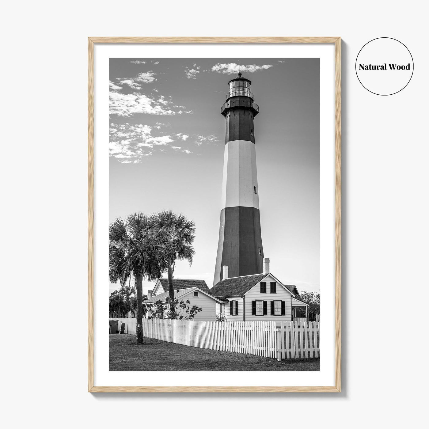 Tybee Island Black and White Fine Art Photo Print, Lighthouse, Georgia, USA Wall Poster