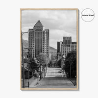Roanoke Skyline Black and White Fine Art Photo Print, Jefferson Street, Virginia, Wall Decor