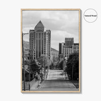 Roanoke Skyline Black and White Fine Art Photo Print, Jefferson Street, Virginia, Wall Decor