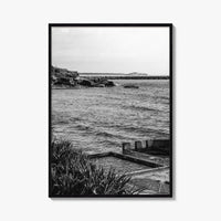 Yamba Black and White Fine Art Photo Print, Ocean Pool, NSW Australia Poster