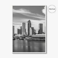 Tampa Skyline Black and White Fine Art Photo Print, City Florida Poster
