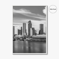 Tampa Skyline Black and White Fine Art Photo Print, City Florida Poster