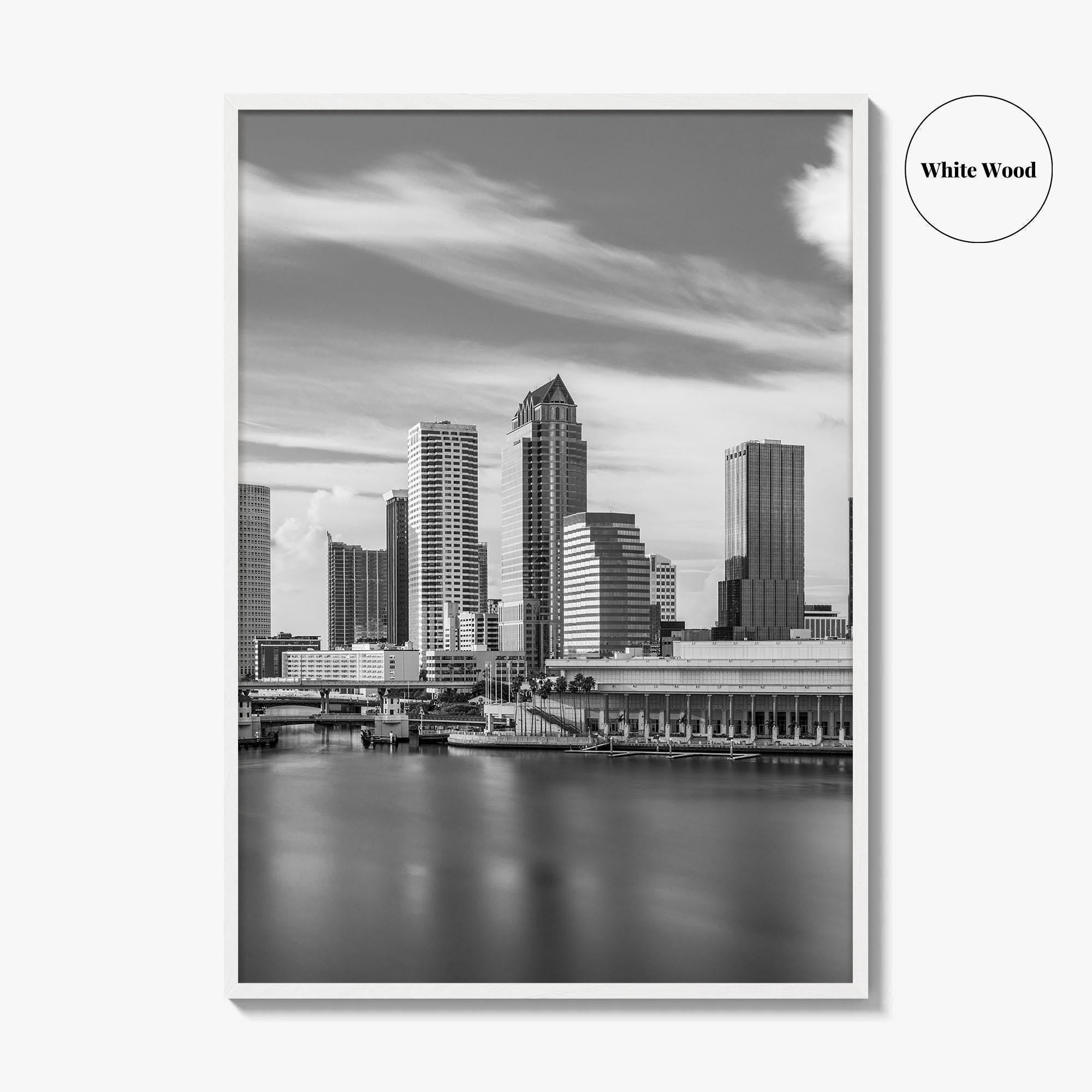 Tampa Skyline Black and White Fine Art Photo Print, City Florida Poster