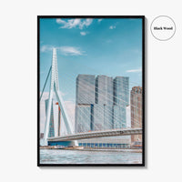 Rotterdam Fine Art Photo Print, Netherlands Wall Decor Poster, Erasmusbrug Swan Bridge, Harbor