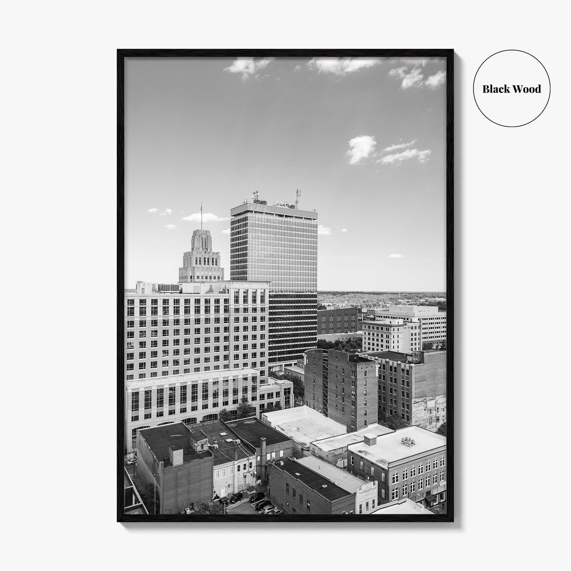 Winston-Salem Skyline Black and White Fine Art Photo Print, North Carolina Wall Decor, Poster