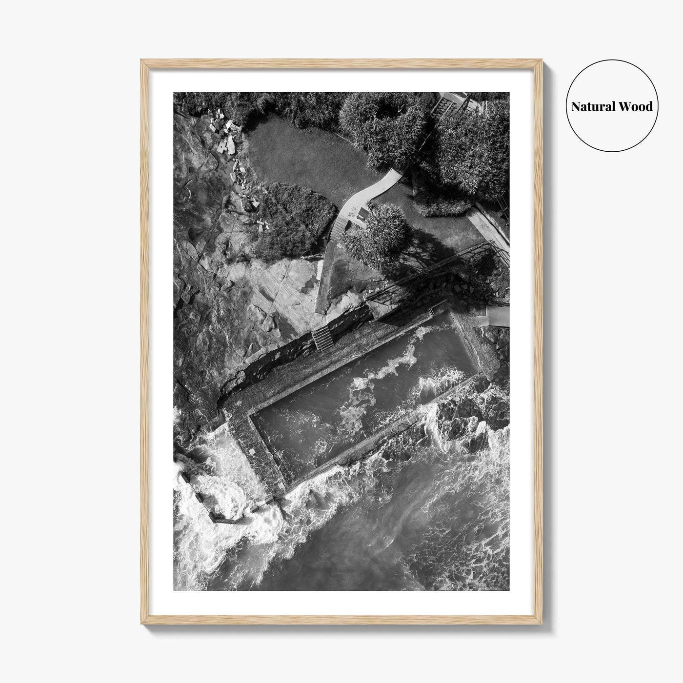 Yamba Black and White Fine Art Photo Print, Ocean Pool NSW Australia, Sydney Poster