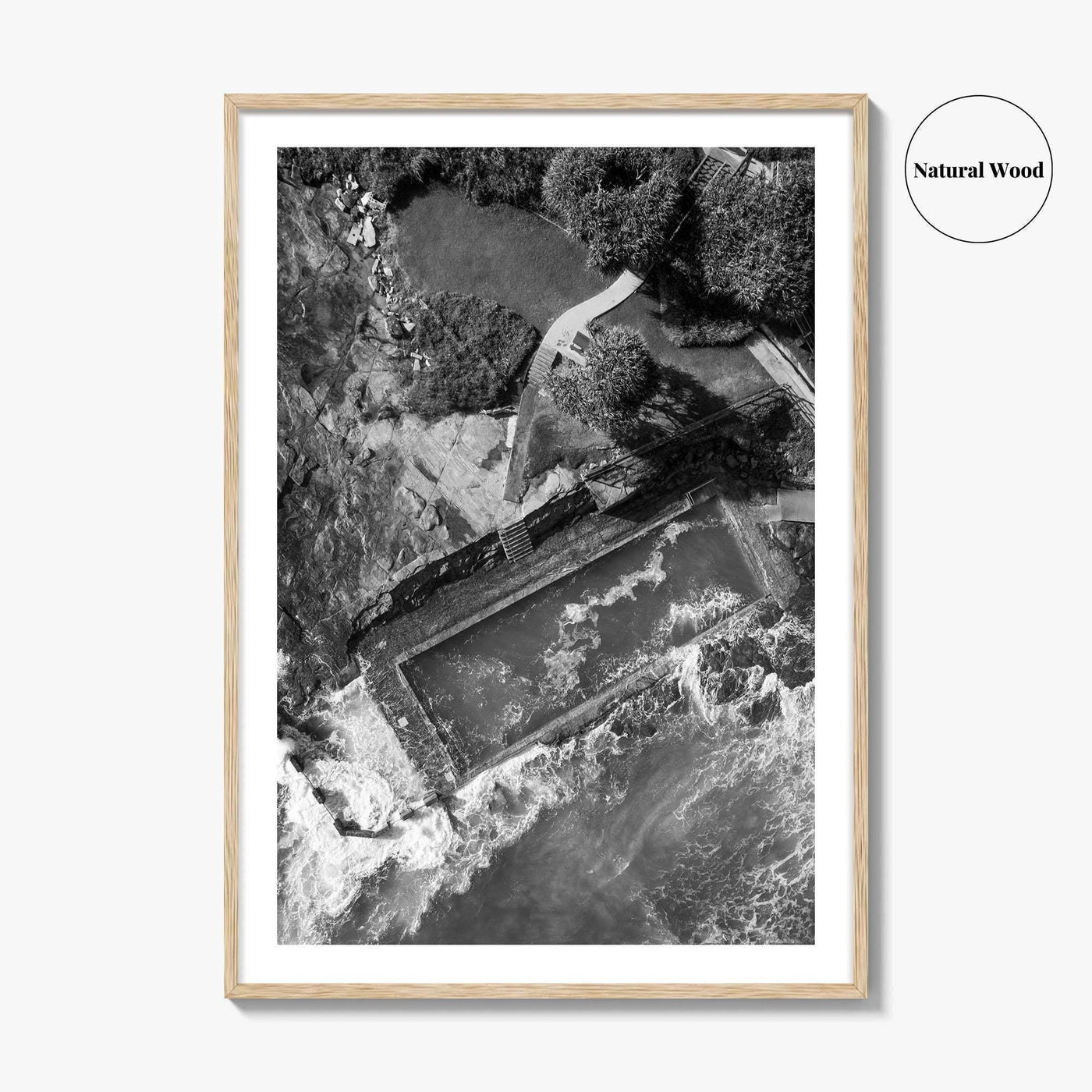 Yamba Black and White Fine Art Photo Print, Ocean Pool NSW Australia, Sydney Poster