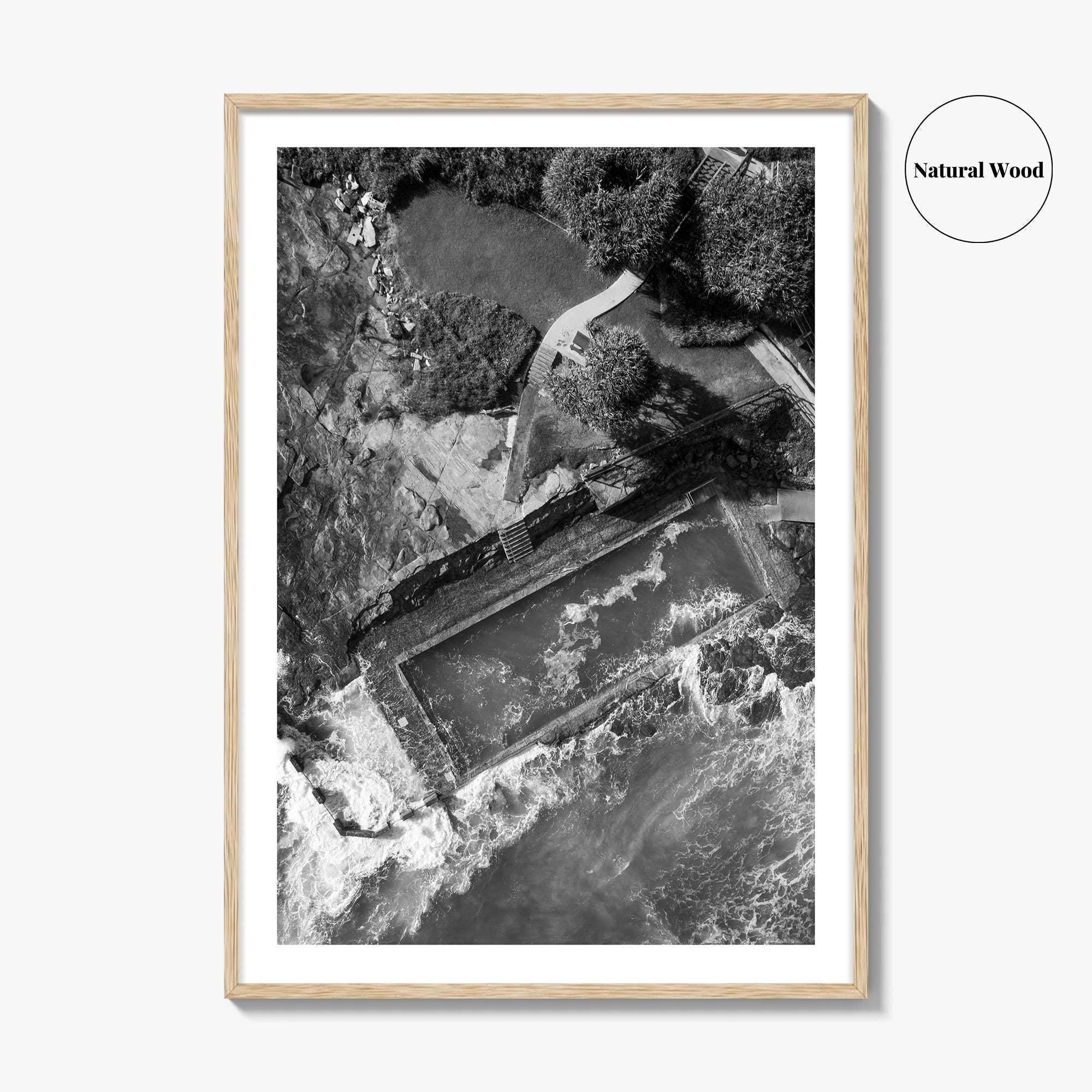Yamba Black and White Fine Art Photo Print, Ocean Pool NSW Australia, Sydney Poster
