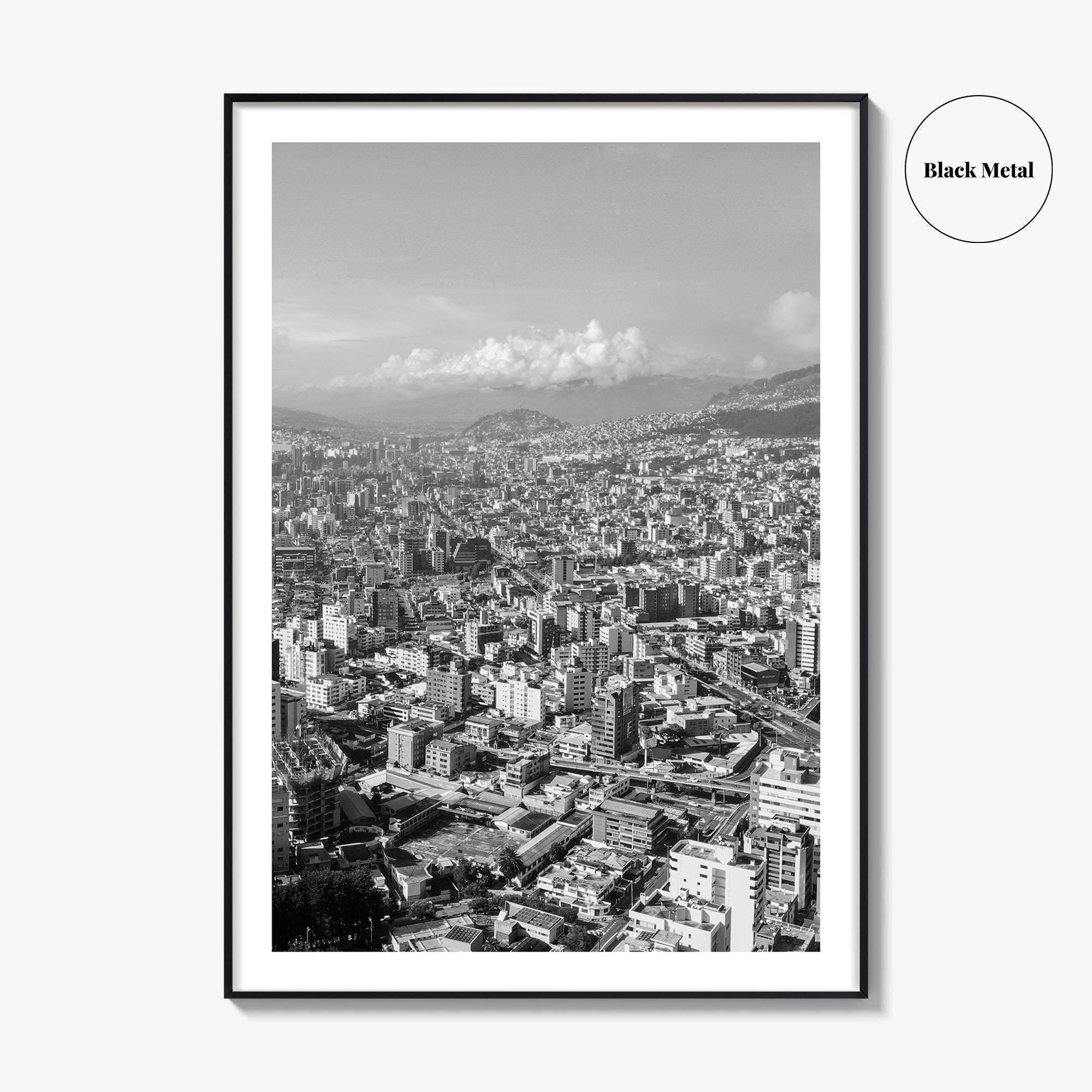 Quito Skyline Black and White Fine Art Photo Print, Ecuador, City Poster, Wall Decor